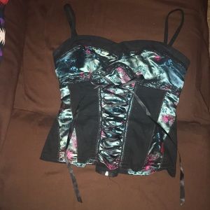 Tripp corset black turquoise blue pink zip back